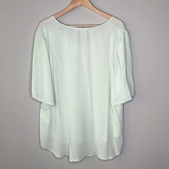 Lush Nordstrom Sheer Flutter Short Sleeve Top in Green Mumble Size 3X NWT! - Picture 3 of 5